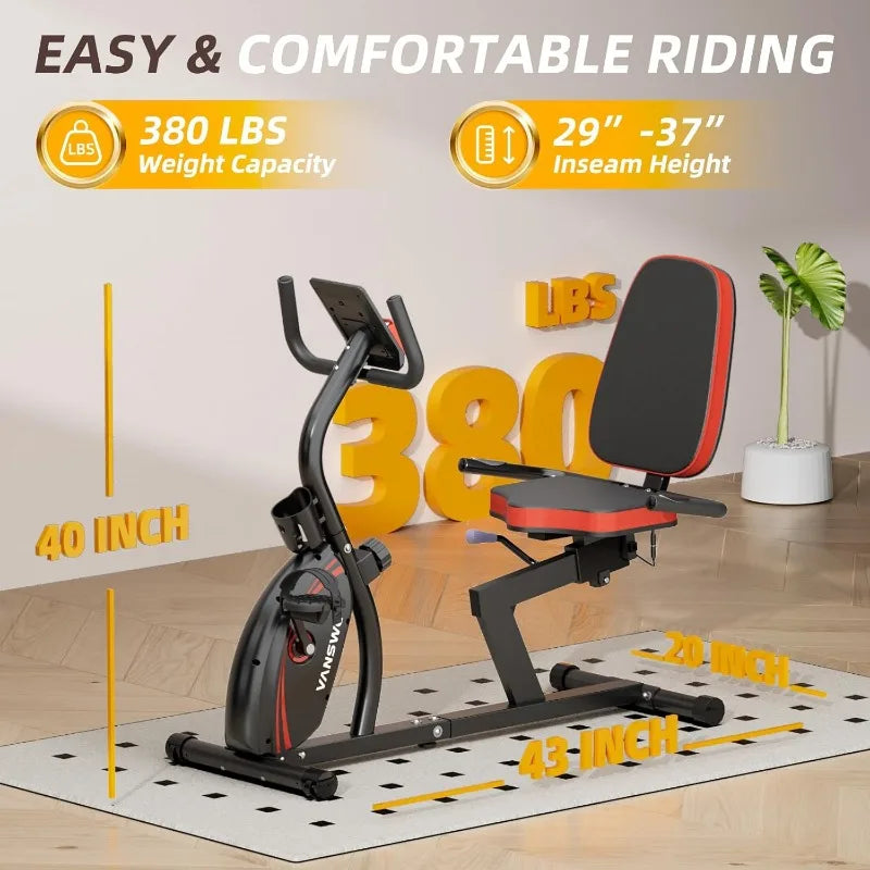 VANSWE Recumbent Exercise Bike for Adults Seniors - Recumbent Bikes for Home with Magnetic Resistance