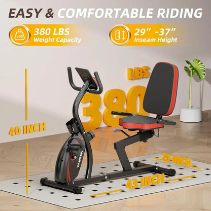 VANSWE Recumbent Exercise Bike for Adults Seniors - Recumbent Bikes for Home with Magnetic Resistance