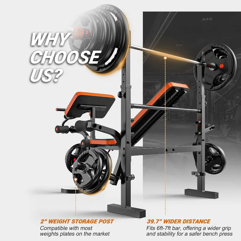 XDDIAS Weight Bench, 770LBS Bench Press Set with Leg Extension, 6 in 1 Weight Bench for Home Gym