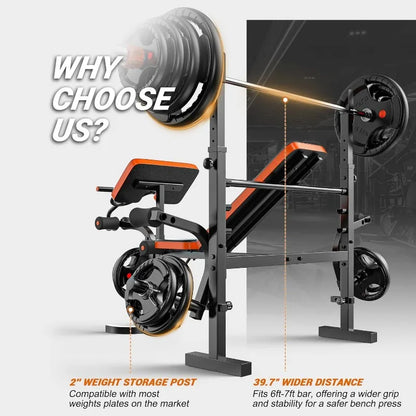 XDDIAS Weight Bench, 770LBS Bench Press Set with Leg Extension, 6 in 1 Weight Bench for Home Gym