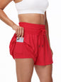 Women's 2-in-1 High Waist Running Shorts with Elastic Waist Drawstring, Comfortable Sports Pocket Shorts, Lightweight Golf Tenni