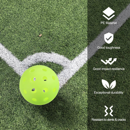 Outdoor Pickleball Balls, 40 Holes Pickleball 6 Pack Glow at Night Pickleball for Amateurs Indoor and Outdoor Sport, Luminous Gr