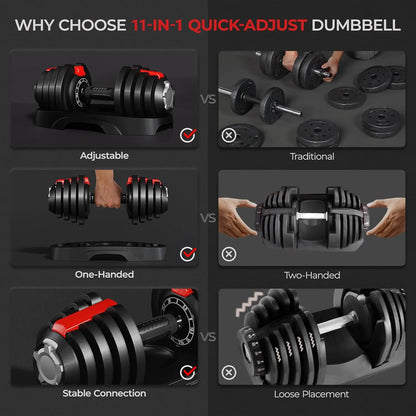 Adjustable Dumbbell Set 28/40/52.5/90LBS Adjustable Dumbbells Fast Adjust Dumbbell Weight Set Single/Pair