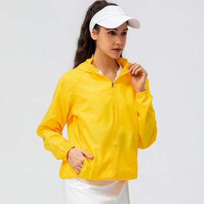 New Women outdoor sports skin windbreaker waterproof windproof lightweight breathable quick dry clothes cycling long sleeve coat