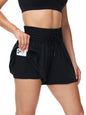Women's 2-in-1 High Waist Running Shorts with Elastic Waist Drawstring, Comfortable Sports Pocket Shorts, Lightweight Golf Tenni