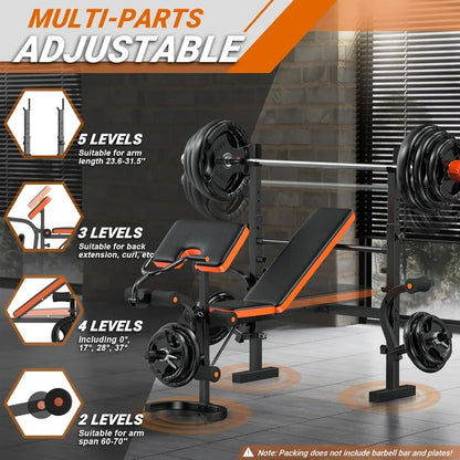 XDDIAS Weight Bench, 770LBS Bench Press Set with Leg Extension, 6 in 1 Weight Bench for Home Gym