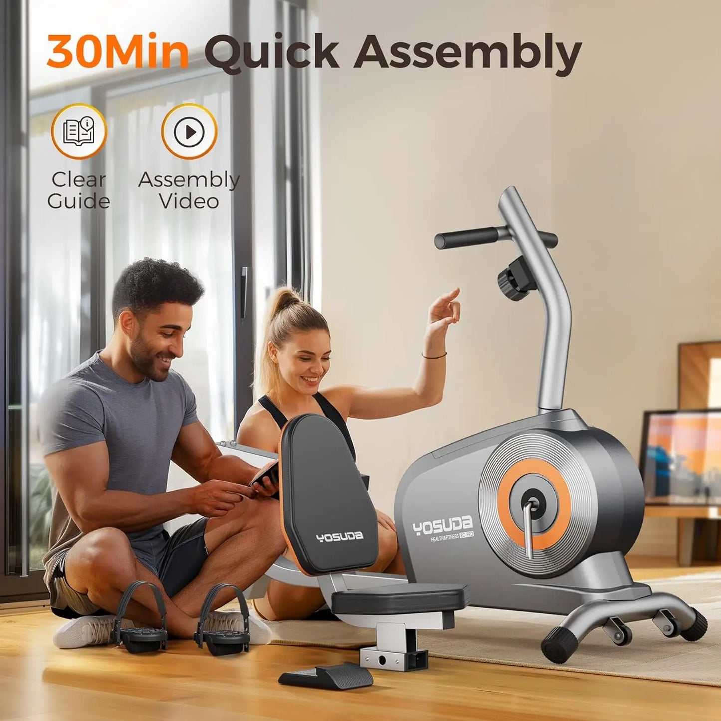 Recumbent Exercise Bike for Adults Seniors with Quick Adjust Seat, 350LB Capacity & 16-level Resistance