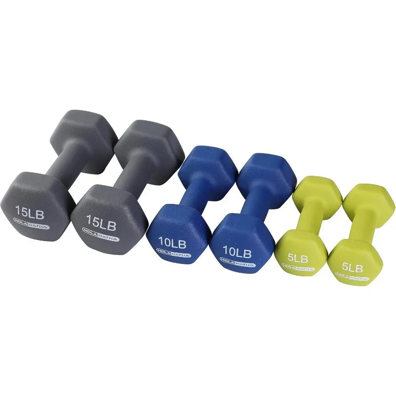 HolaHatha Neoprene Dumbbell Free Hand Weight Set with Rack, Ideal for Home Exercises to Gain Tone and Definition