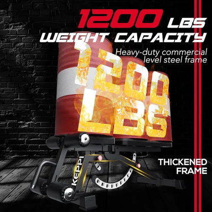 Keppi 1200LB Weight Bench, Heavy Duty Bench1000 PRO Adjustable Workout Bench Press Set for Home Gym Strength Training