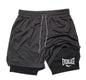 Men's Compression Fitness Shorts Printed Sports Pants Double-layer Quick-drying Basketball Beach Double-layer Muscle Fitness