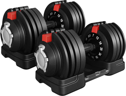 Adjustable Dumbbell Set 40LB/52.5LB/90LB with Anti-Slip Handle