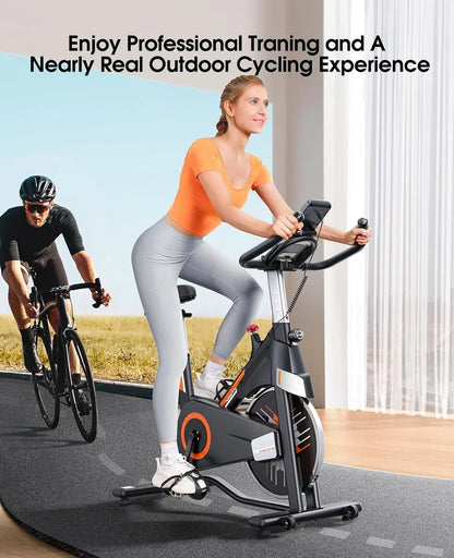Exercise Bike, Adjustable Magnetic/Brake Pad Resistance Silent Belt Drive, Indoor Cycling Bike for Home Cardio, Fitness Stationa
