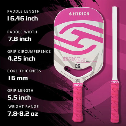 HTPICK Pickleball Carbon Fiber T700 Hot Pressed Borderless Integrated Molding High end Professional Enhanced Rotation Pickleball