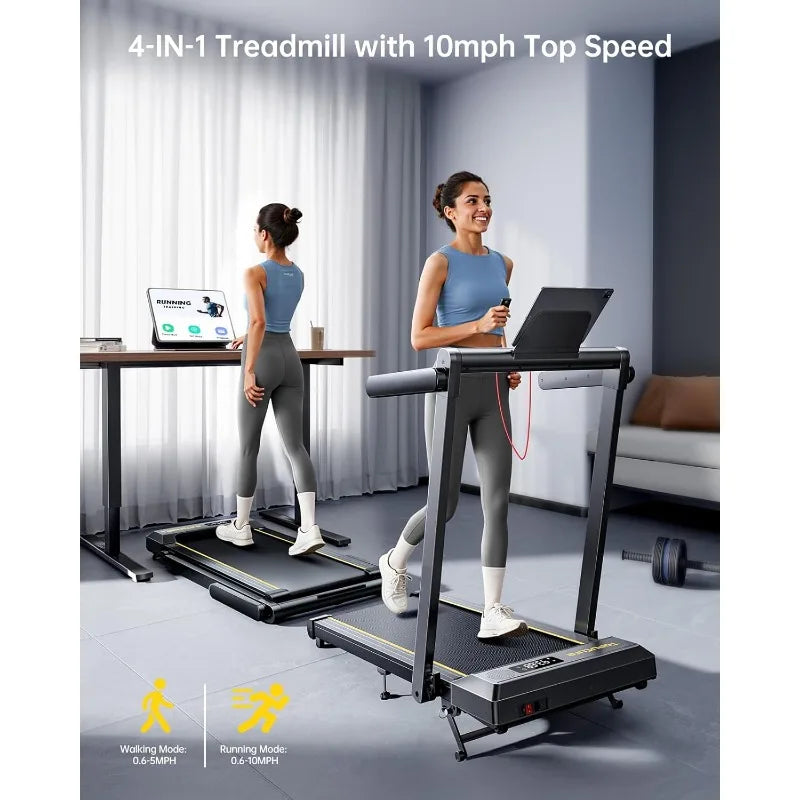 Walking Pad Treadmill with 12% Incline, 4 in 1 Folding Treadmill  with Handle Bar, 2.5HP Under Desk Treadmills Portable