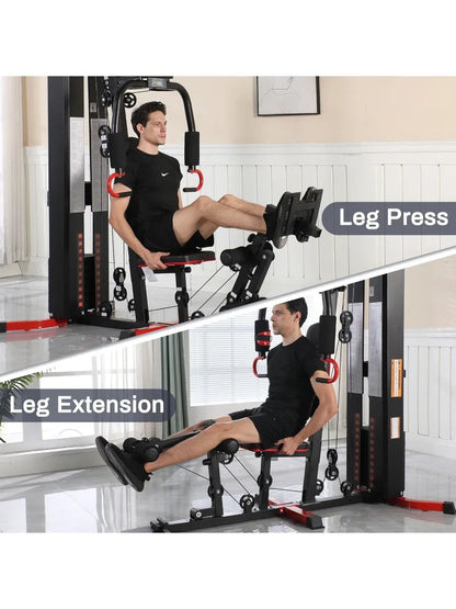 Home Gym, Multifunctional Workout Equipment with Leg Press, Exercise Equipment for Home with Pulley System