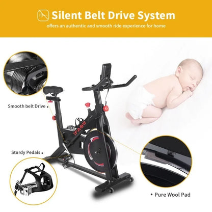 Exercise Bike 300LBS Weight Capacity Smooth Silent 35LB Heavy Flywheel Indoor