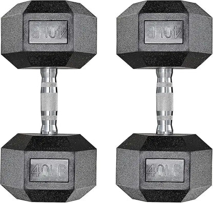 Dumbbells Rubber Coated Cast Iron Hex Black Dumbbell 30-85lb Free Weights Dumbbell Set of 2