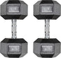 Dumbbells Rubber Coated Cast Iron Hex Black Dumbbell 30-85lb Free Weights Dumbbell Set of 2