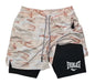 Men's Compression Fitness Shorts Printed Sports Pants Double-layer Quick-drying Basketball Beach Double-layer Muscle Fitness
