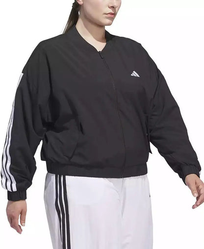 Adidas Plus Size Woven Windbreaker Bomber Jacket with Logo Design for Running Sportswear Accessory