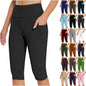 Women's Knee Length Leggings Yoga  High Waist