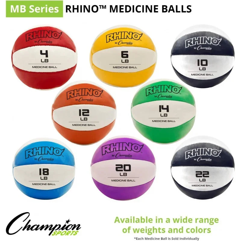 Exercise Medicine Balls, 8 Sizes, Leather No-Slip Grip