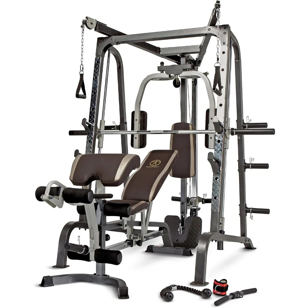 Pro Smith Cage Workout Machine Full Body Training Home Gym System with Leg Developer, Press Bar, PEC Deck, Cable Crossovers