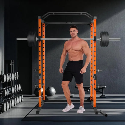 OPPSDECOR Power Cage, Multi-Function Power Rack with J-Hooks, Dip Handles, 360°Landmine and More Training Attachment
