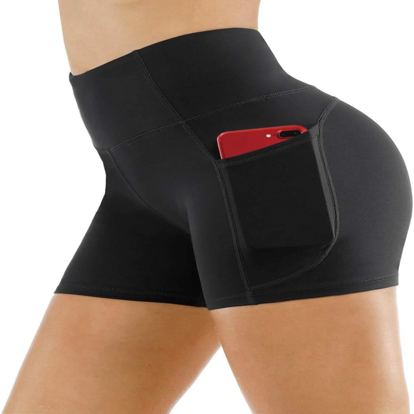 Tummy Control High Waist Yoga Shorts - Pockets