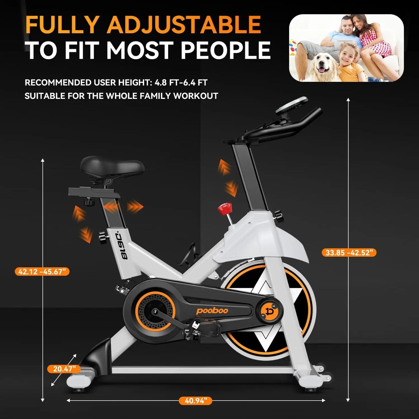 Upgraded Plus Magnetic Stationary Bike for Home Gym, Indoor Cycling Bike w/Comfortable Seat Cushion & Tablet Mount, Silent Belt