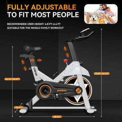 Upgraded Plus Magnetic Stationary Bike for Home Gym, Indoor Cycling Bike w/Comfortable Seat Cushion & Tablet Mount, Silent Belt
