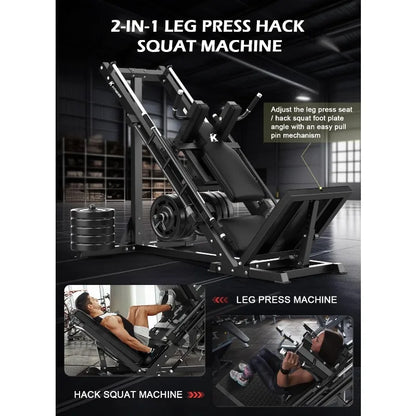 Leg Press Hack Squat Machine, Professional Adjustable Leg Press Machine with Linear Bearing for Home Gym,