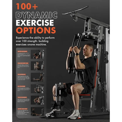Mikolo Home Gym, Workout Station with 150LBS Weight Stack, Multifunctional Home Gym Equipment,