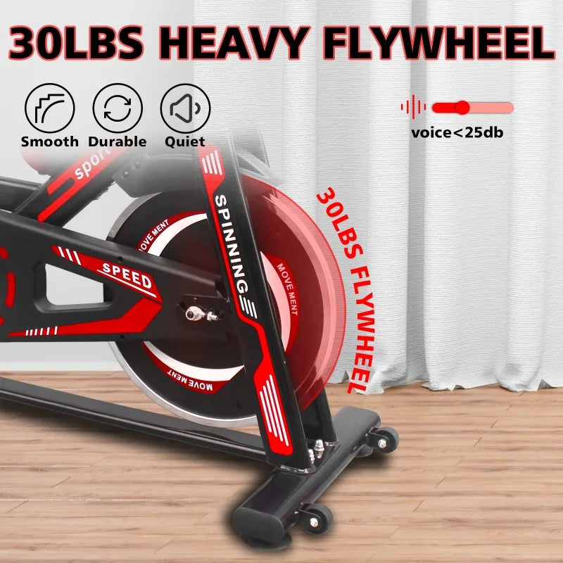Indoor Exercise Bike Cycling Bike with Comfortable Seat Cushion Red