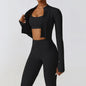 3 Piece Yoga Set Workout Outfits Women Tracksuit Jacket Sport Bra High Waist Leggings Fitness Long Sleeve Gym Zipper Sportswear