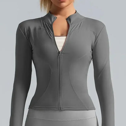 Yoga Coat Short Sports Jacket Women's Fitness Clothes Slimming Body Sculpting Zipper Yoga Jacket Outdoor Sports Long Sleeved