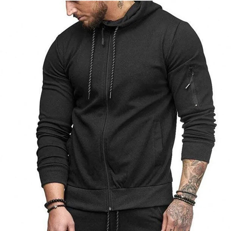 2022 Gym Men T Shirt Casual Long Sleeve Slim Tops Tees Elastic T-shirt Sports Fitness Thin Comfort Breathable Quick Dry Hooded