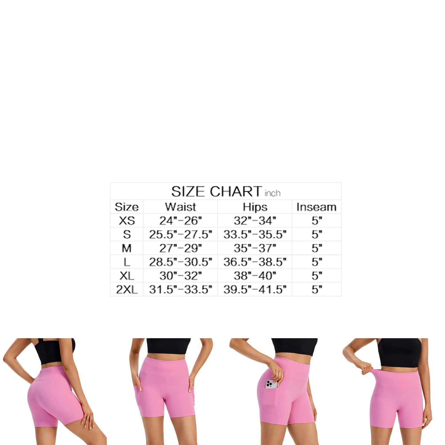 Women's S High Waist Shorts with Pocket Gym Yoga Exercise Running Spandex Riding Tights Sweat-Absorbent Breathable Summer Fashion