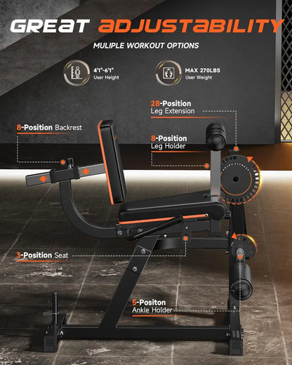 Adjustable Leg Extension / Curl Machine - 570lbs Capacity