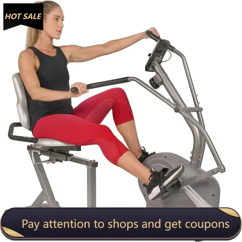 Magnetic Recumbent Bike w/Adjustable Wide Cushion Seat