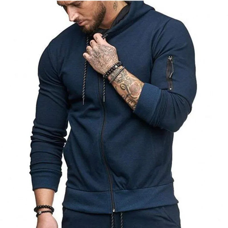 2022 Gym Men T Shirt Casual Long Sleeve Slim Tops Tees Elastic T-shirt Sports Fitness Thin Comfort Breathable Quick Dry Hooded