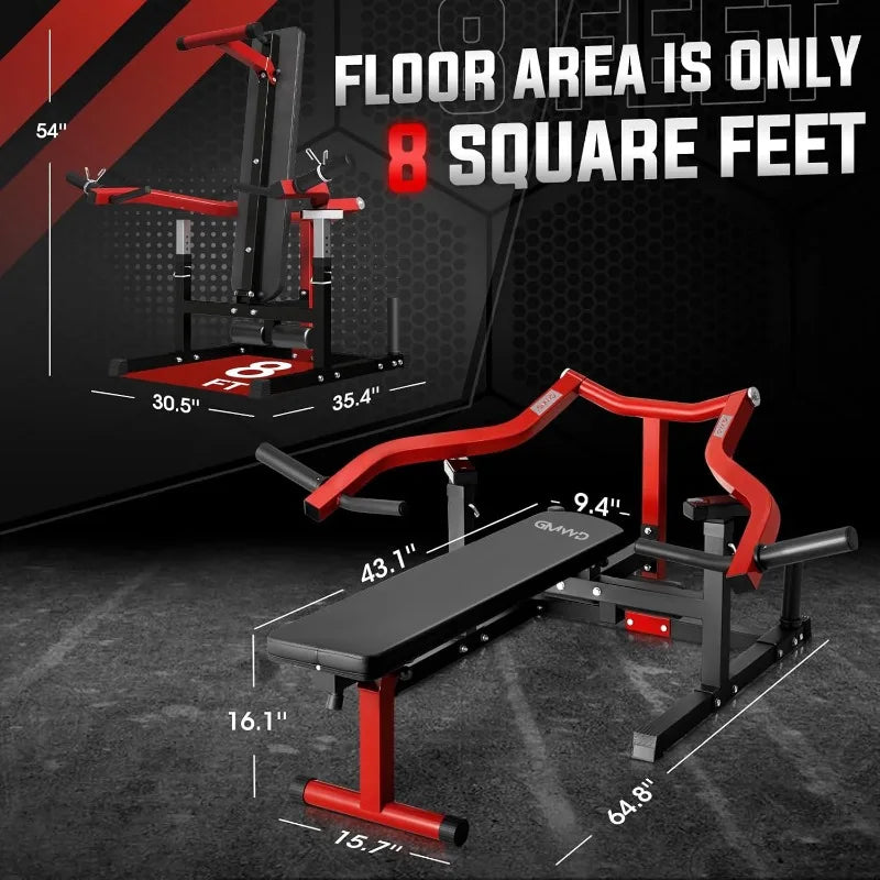 GMWD Chest Press Machine, 1050LBS Bench Press Machine with Independent Converging Arms, Adjustable Flat Incline Bench