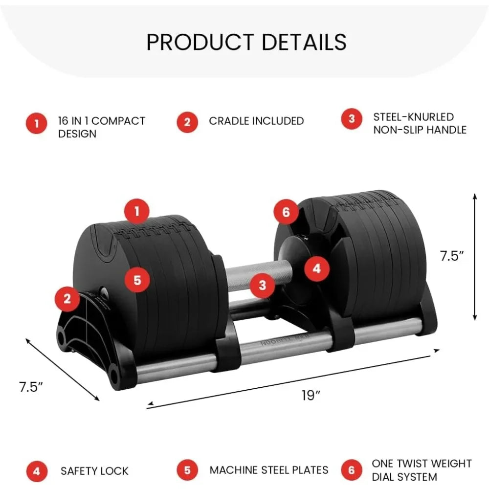 Adjustable Dumbbells Pair 5-80 lbs:the Adjustable Dumbbell Set to Replace 16 Sets of Dumbbells.80lb and Free Weights to Home Gym