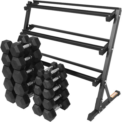 Premium Rubber Coated Hex Dumbbell Weight Set, Multiple Packages