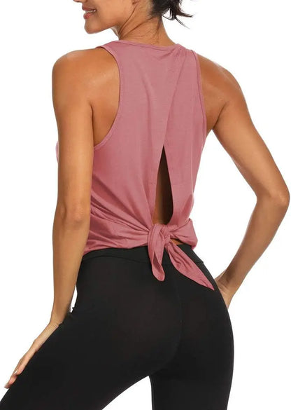 Open Back Yoga Shirts Tie Back Yoga