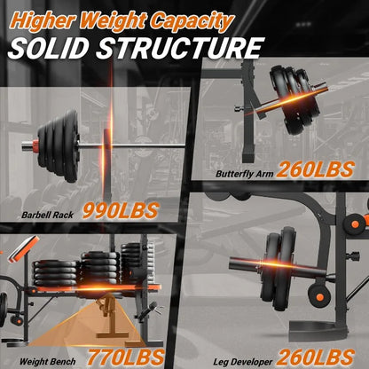 XDDIAS Weight Bench, 770LBS Bench Press Set with Leg Extension, 6 in 1 Weight Bench for Home Gym