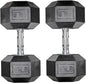 Dumbbells Rubber Coated Cast Iron Hex Black Dumbbell 30-85lb Free Weights Dumbbell Set of 2