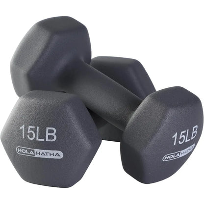 HolaHatha Neoprene Dumbbell Free Hand Weight Set with Rack, Ideal for Home Exercises to Gain Tone and Definition