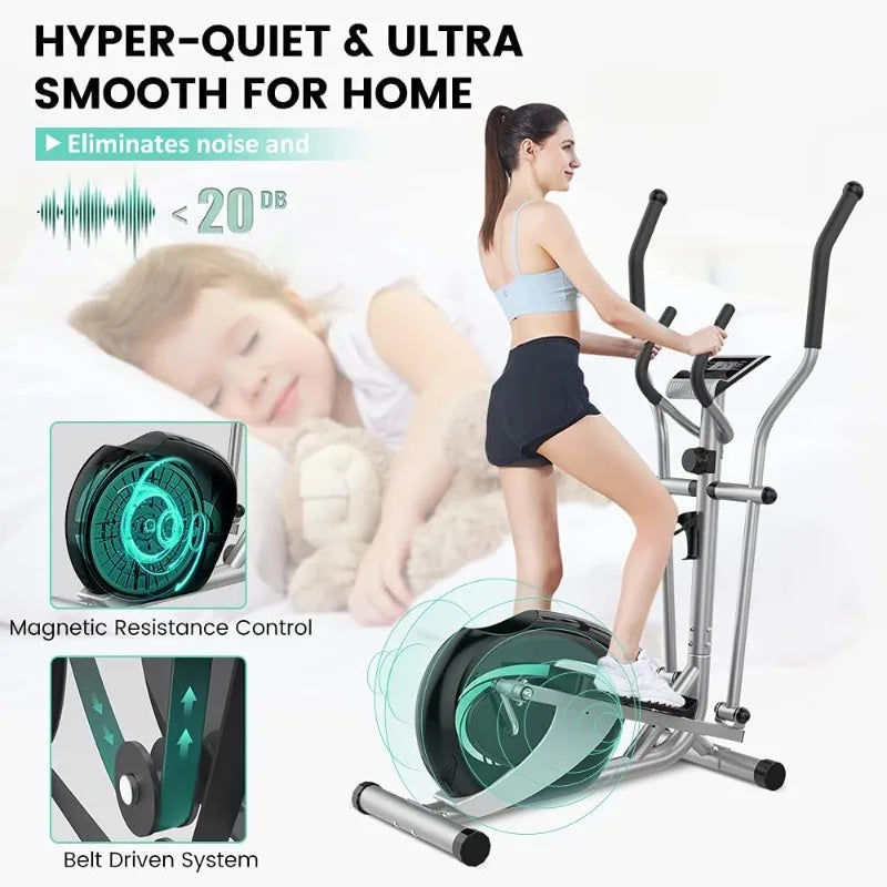 Dripex Elliptical Exercise Machine, Elliptical Machine for Home w/Hyper-Quiet Magnetic Driving System, 8-Level Resistance,