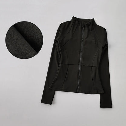 Women's Sports Jacket Yoga Jacket Slim Fit Long Sleeve Quick Dry Running Sport Coat Slimming Pilates Fitness Top Workout Jacket